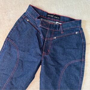 Revolt Jeans Dark Blue Pants with Red Stitching